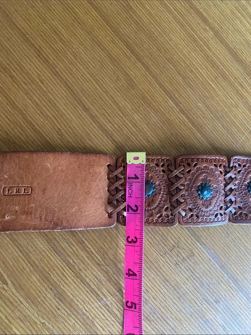 Lauren Ralph Lauren Gorgeous Large Leather Medallion Belt Large Brass Buckle L